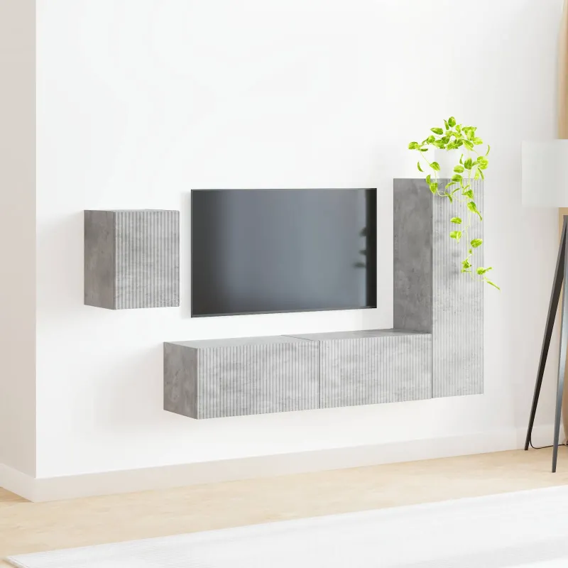 TV spintelių komplektas 4 pcs Betono pilka Apdirbta mediena