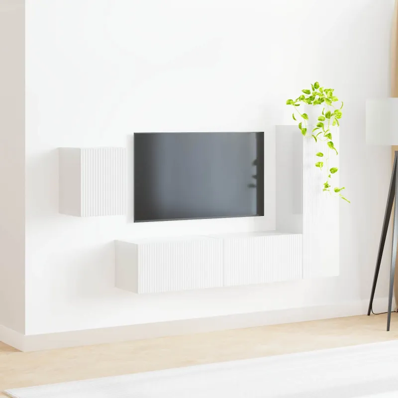 TV spintelių komplektas 4 pcs Aukštai blizganti balta