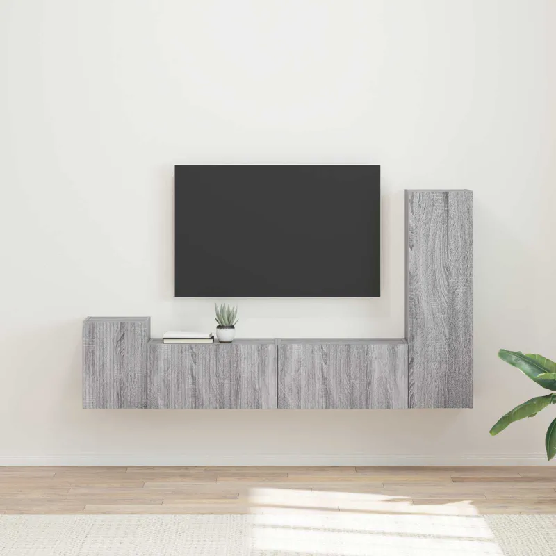 TV spintelių komplektas 4 pcs Pilkas Sonoma Apdirbta mediena