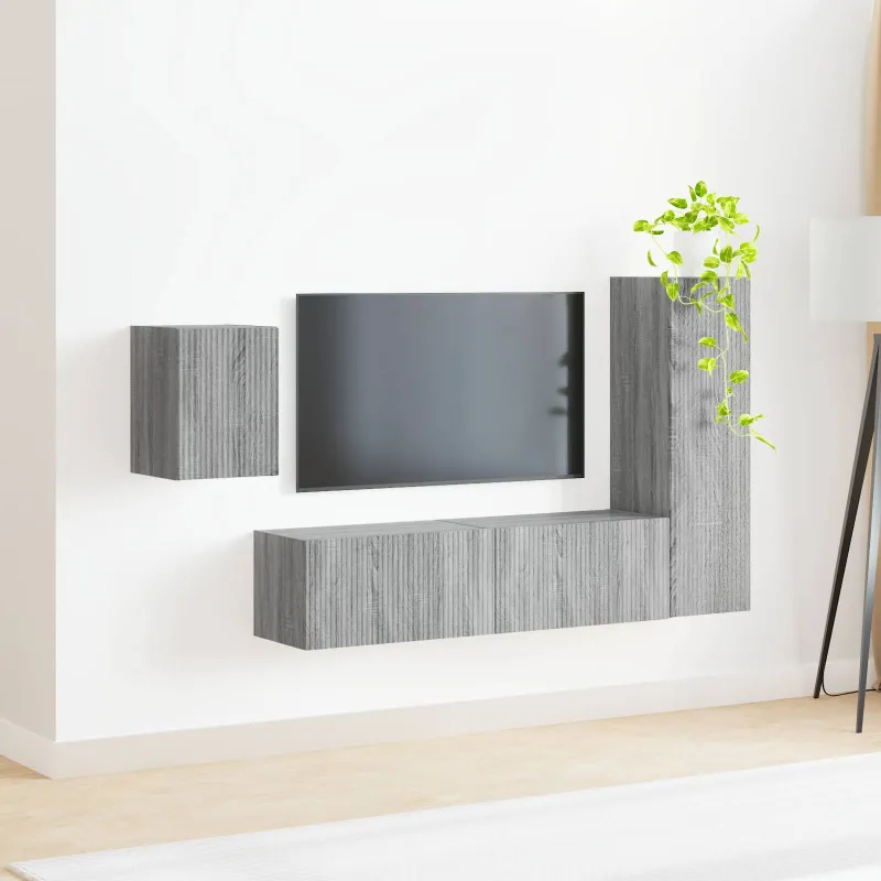TV spintelių komplektas 4 pcs Pilkas Sonoma Apdirbta mediena