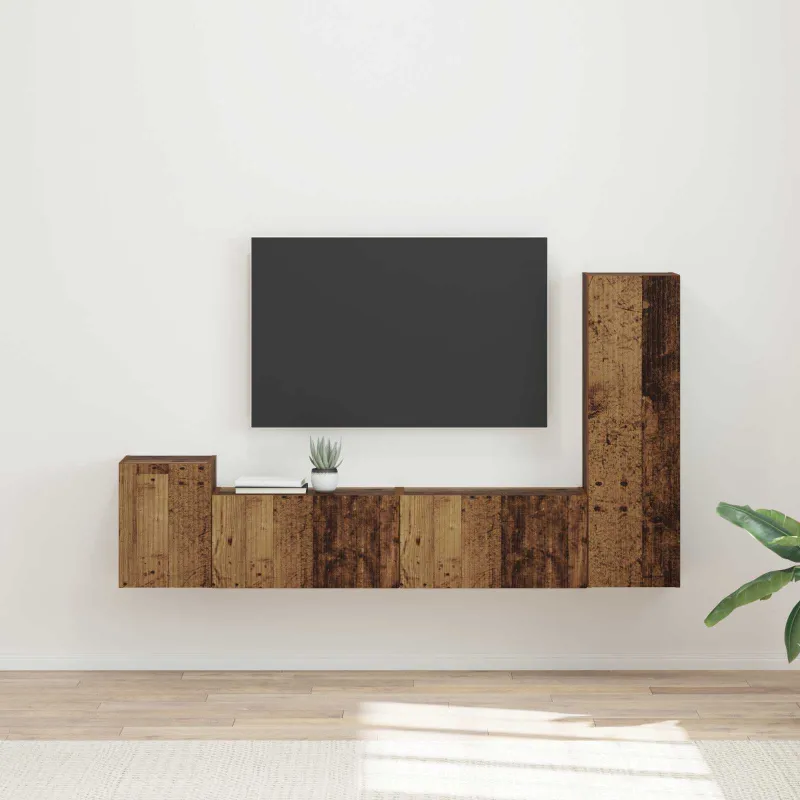 TV spintelių komplektas 4 pcs Senas medis Apdirbta mediena