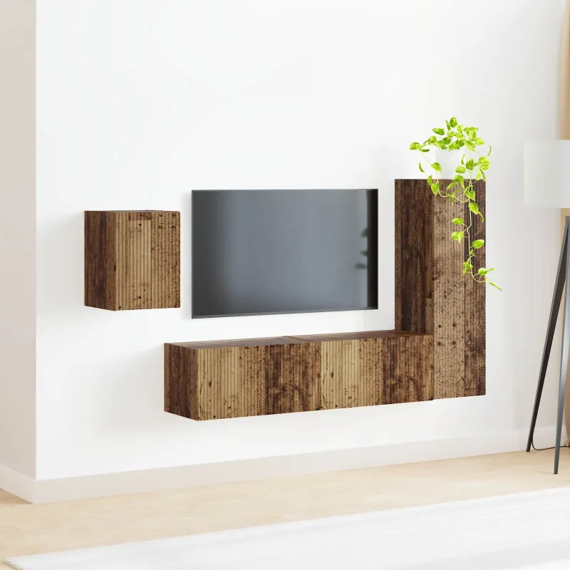 TV spintelių komplektas 4 pcs Senas medis Apdirbta mediena