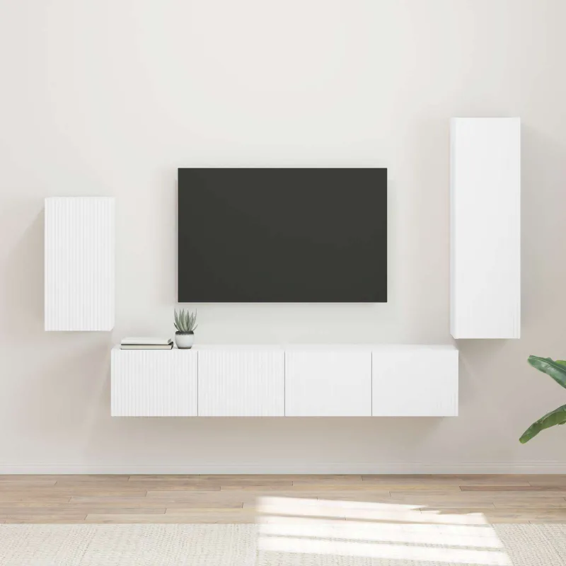 TV spintelių komplektas 4 pcs Balta Apdirbta mediena