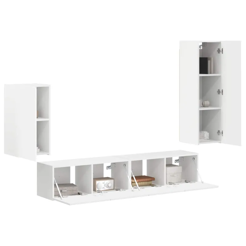 TV spintelių komplektas 4 pcs Balta Apdirbta mediena