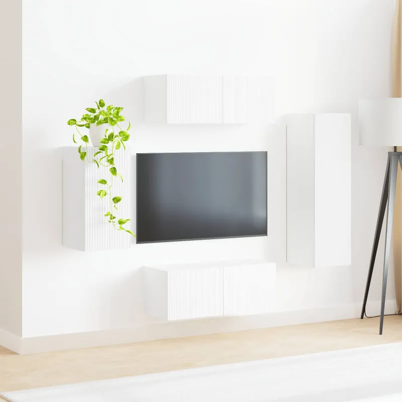 TV spintelių komplektas 4 pcs Balta Apdirbta mediena