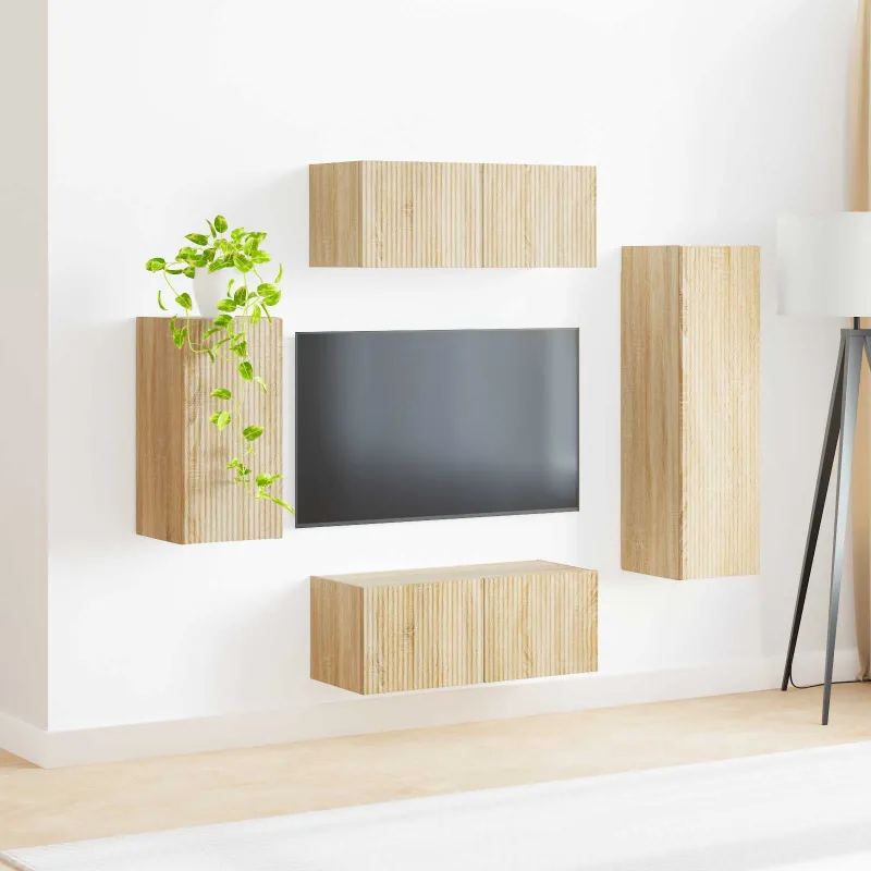 TV spintelių komplektas 4 pcs Sonoma ąžuolas Apdirbta mediena