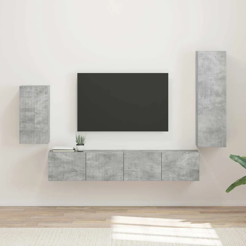 TV spintelių komplektas 4 pcs Betono pilka Apdirbta mediena