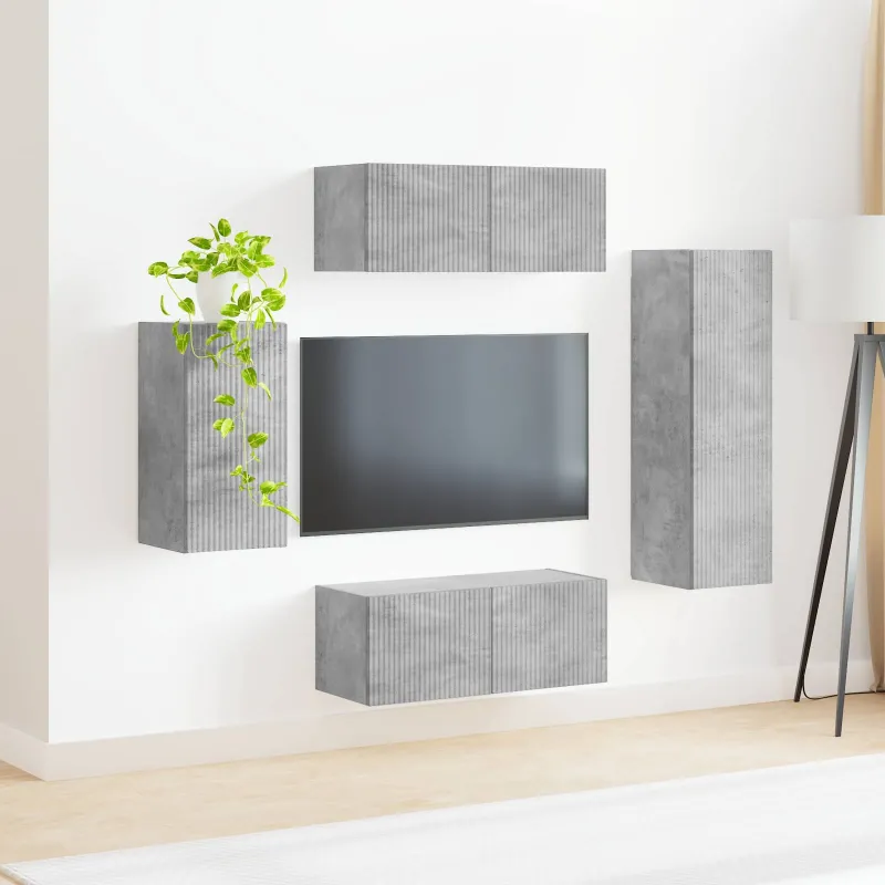 TV spintelių komplektas 4 pcs Betono pilka Apdirbta mediena