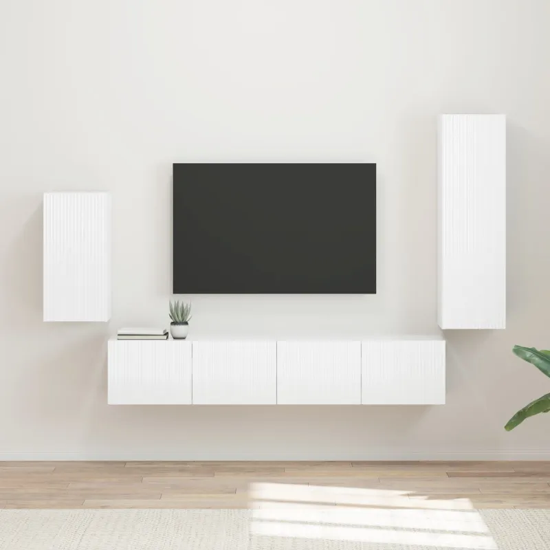 TV spintelių komplektas 4 pcs Aukštai blizganti balta