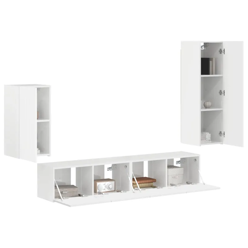 TV spintelių komplektas 4 pcs Aukštai blizganti balta