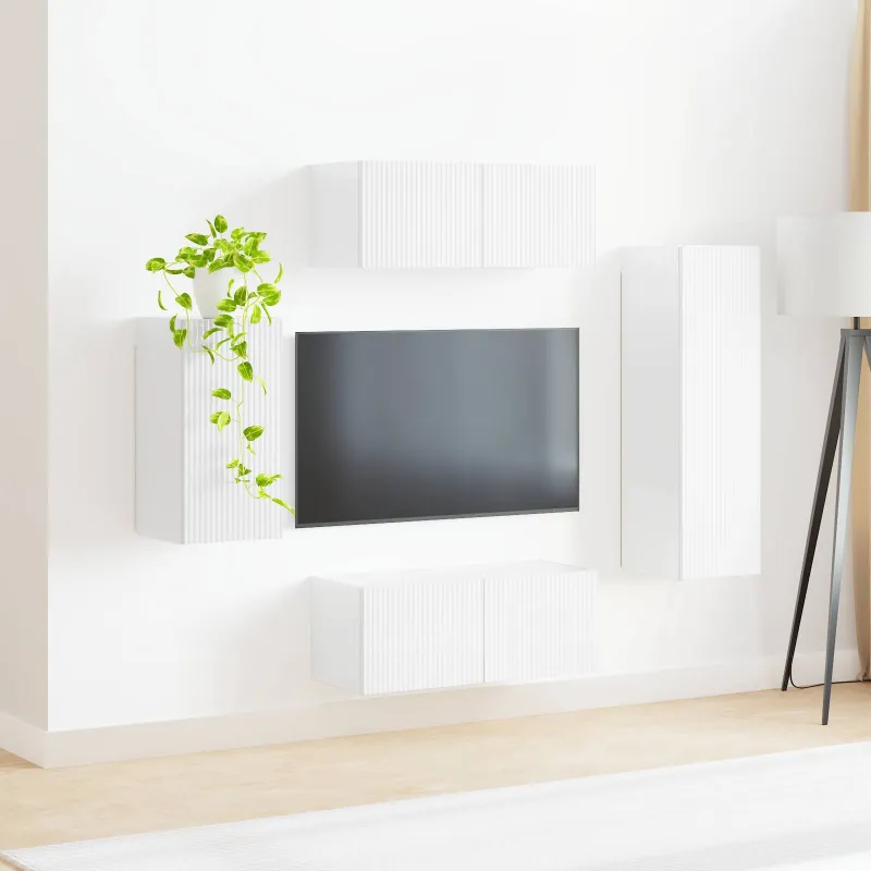 TV spintelių komplektas 4 pcs Aukštai blizganti balta