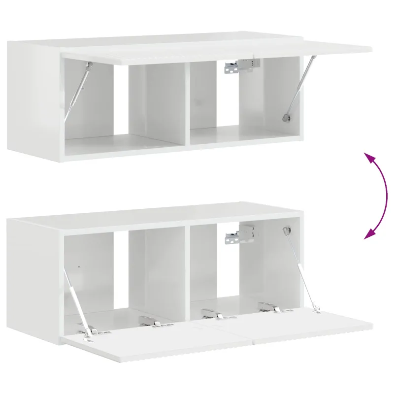 TV spintelių komplektas 4 pcs Aukštai blizganti balta