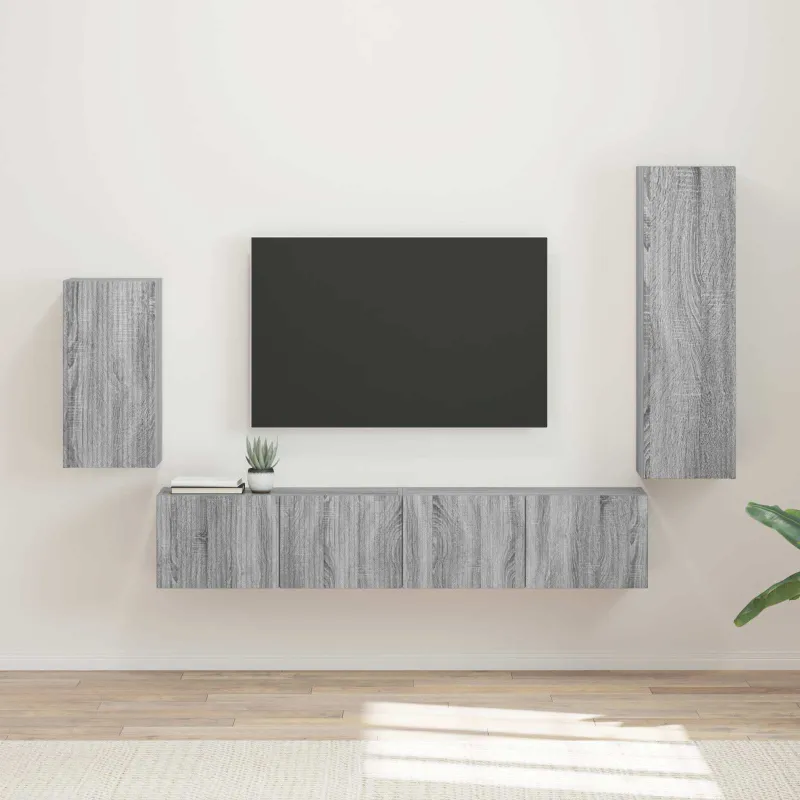 TV spintelių komplektas 4 pcs Pilkas Sonoma Apdirbta mediena