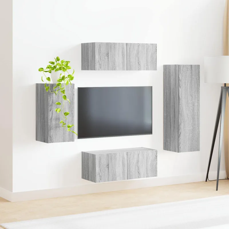 TV spintelių komplektas 4 pcs Pilkas Sonoma Apdirbta mediena