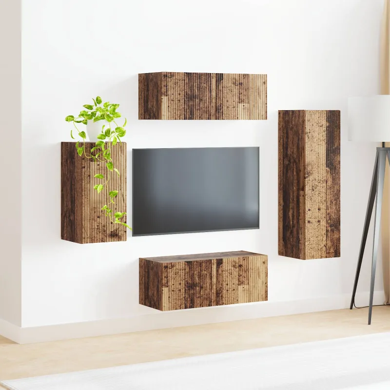 TV spintelių komplektas 4 pcs Senas medis Apdirbta mediena