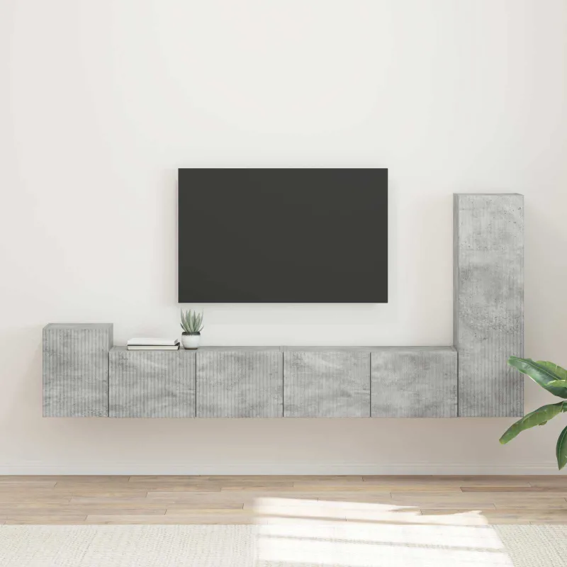 TV spintelių komplektas 3 pcs Betono pilka Apdirbta mediena
