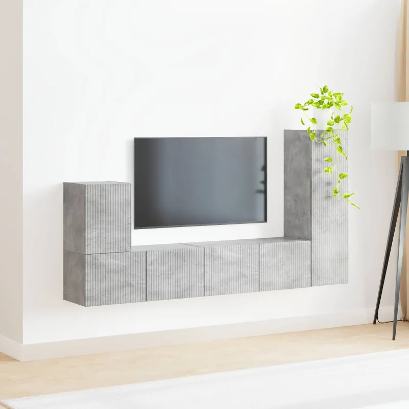 TV spintelių komplektas 3 pcs Betono pilka Apdirbta mediena
