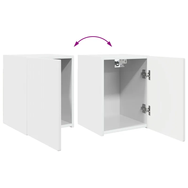 TV spintelių komplektas 3 pcs Aukštai blizganti balta