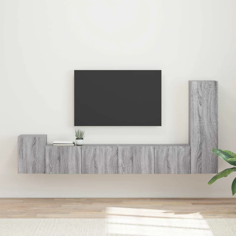 TV spintelių komplektas 3 pcs Pilkas Sonoma Apdirbta mediena