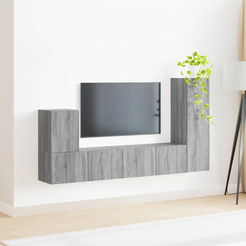TV spintelių komplektas 3 pcs Pilkas Sonoma Apdirbta mediena