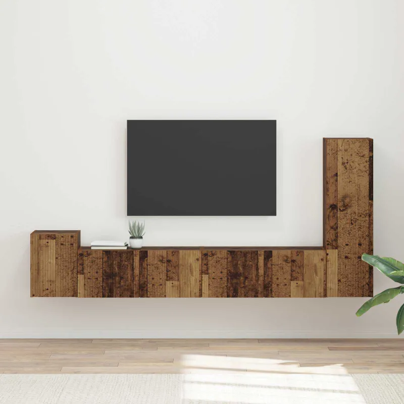TV spintelių komplektas 3 pcs Senas medis Apdirbta mediena