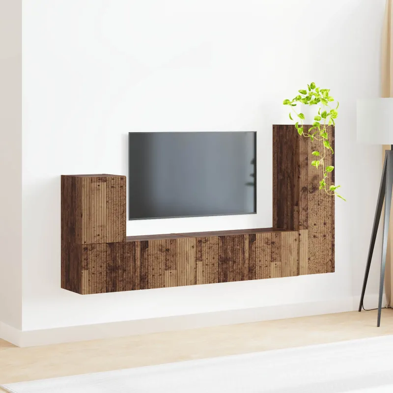 TV spintelių komplektas 3 pcs Senas medis Apdirbta mediena
