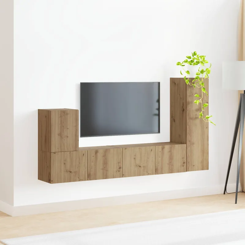 TV spintelių komplektas 3 pcs Amatininkų ąžuolas