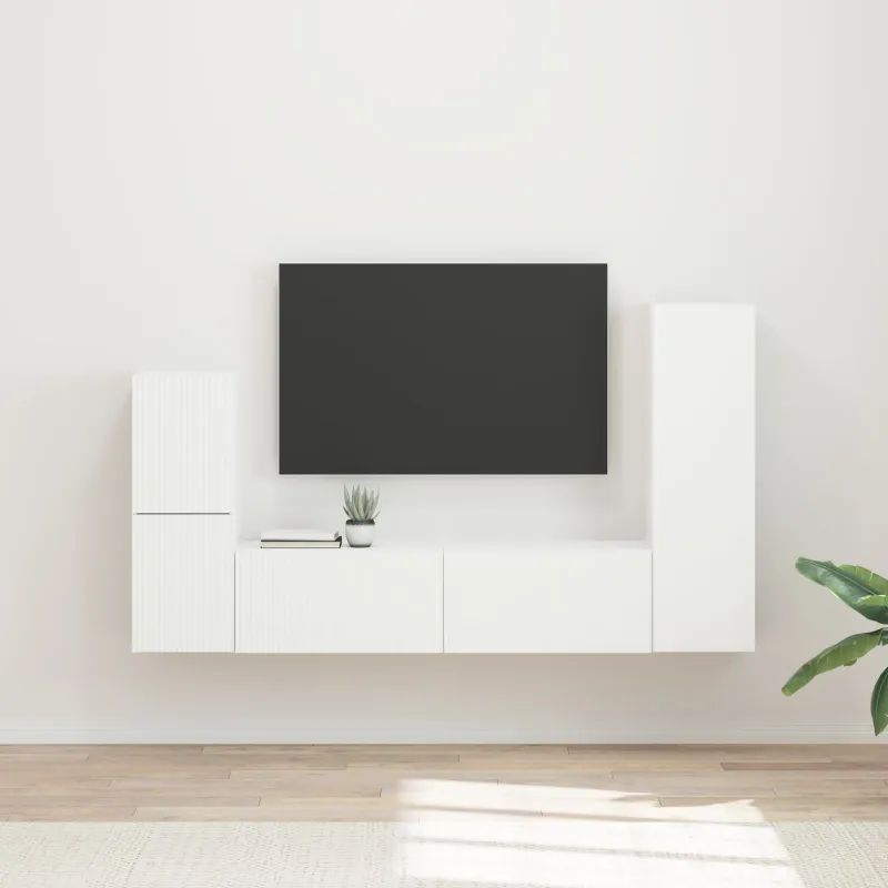 TV spintelių komplektas 4 pcs Balta Apdirbta mediena