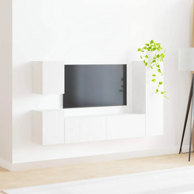 TV spintelių komplektas 4 pcs Balta Apdirbta mediena