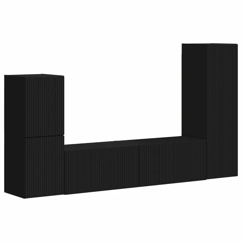 TV spintelių komplektas 4 pcs Juoda Apdirbta mediena