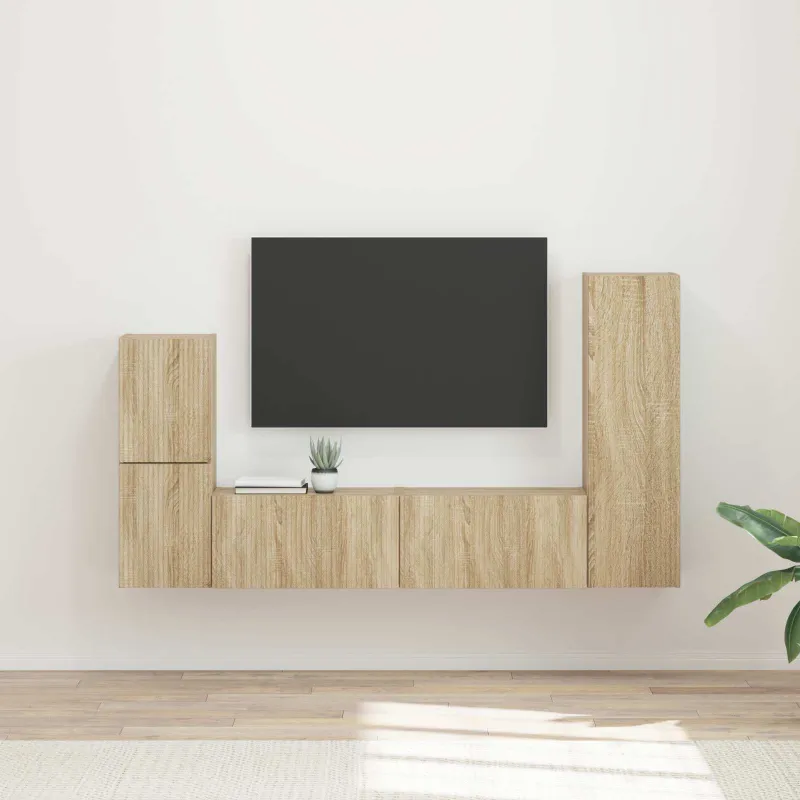 TV spintelių komplektas 4 pcs Sonoma ąžuolas Apdirbta mediena