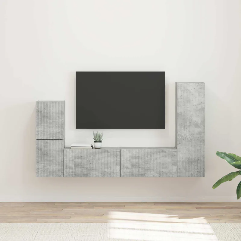 TV spintelių komplektas 4 pcs Betono pilka Apdirbta mediena