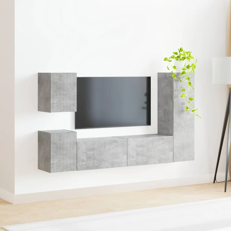TV spintelių komplektas 4 pcs Betono pilka Apdirbta mediena