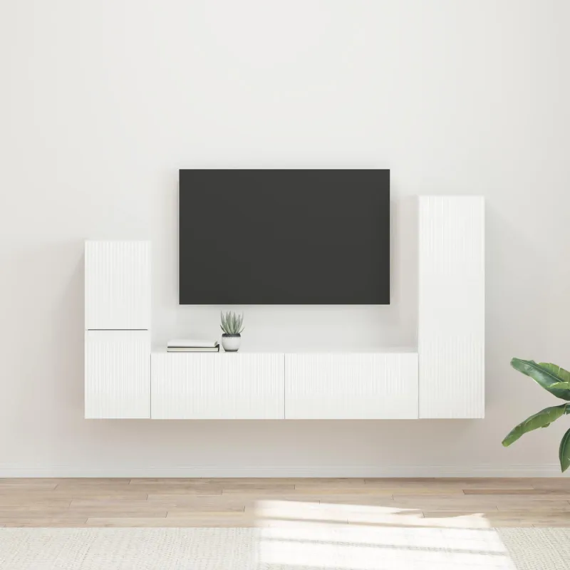 TV spintelių komplektas 4 pcs Aukštai blizganti balta