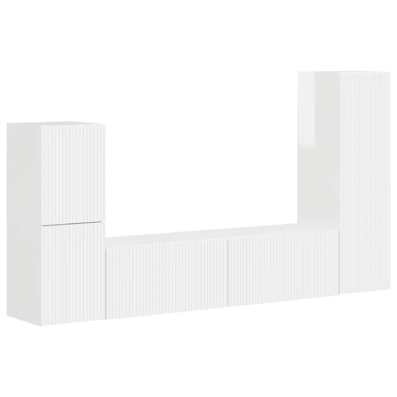 TV spintelių komplektas 4 pcs Aukštai blizganti balta