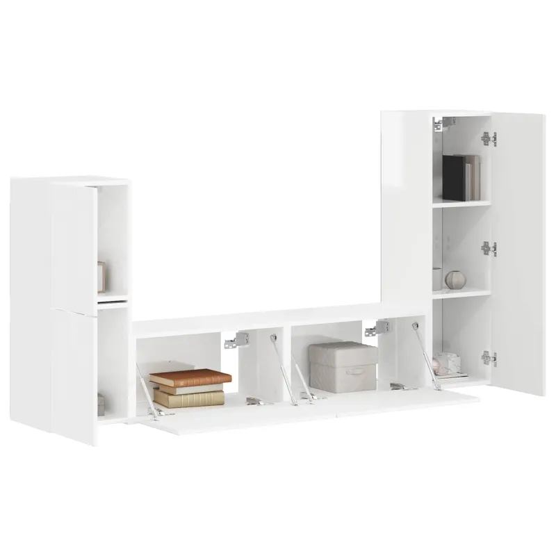 TV spintelių komplektas 4 pcs Aukštai blizganti balta