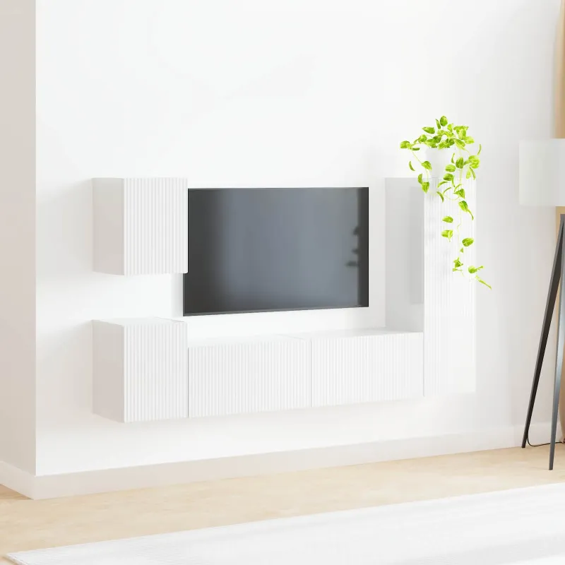 TV spintelių komplektas 4 pcs Aukštai blizganti balta
