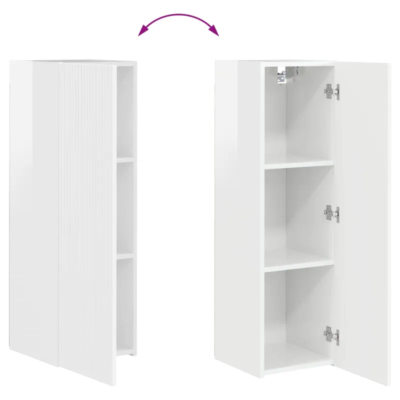 TV spintelių komplektas 4 pcs Aukštai blizganti balta