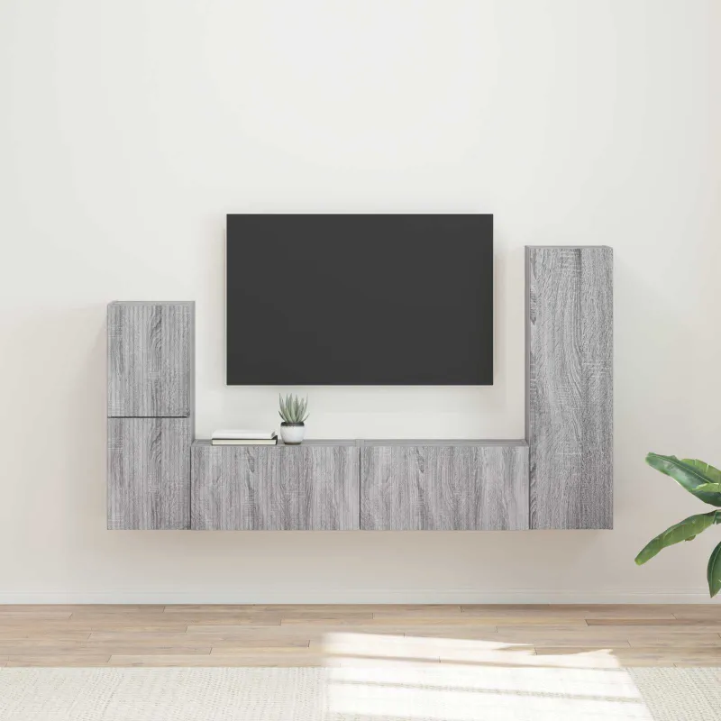 TV spintelių komplektas 4 pcs Pilkas Sonoma Apdirbta mediena