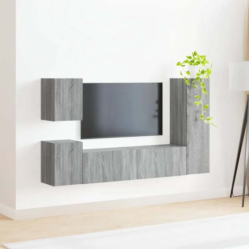 TV spintelių komplektas 4 pcs Pilkas Sonoma Apdirbta mediena