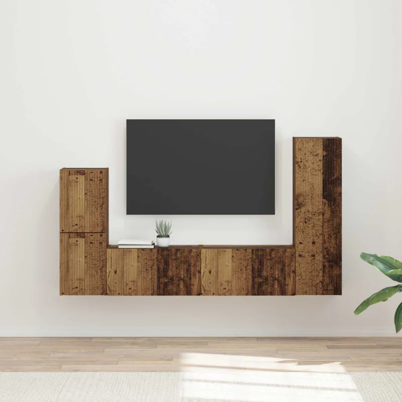 TV spintelių komplektas 4 pcs Senas medis Apdirbta mediena