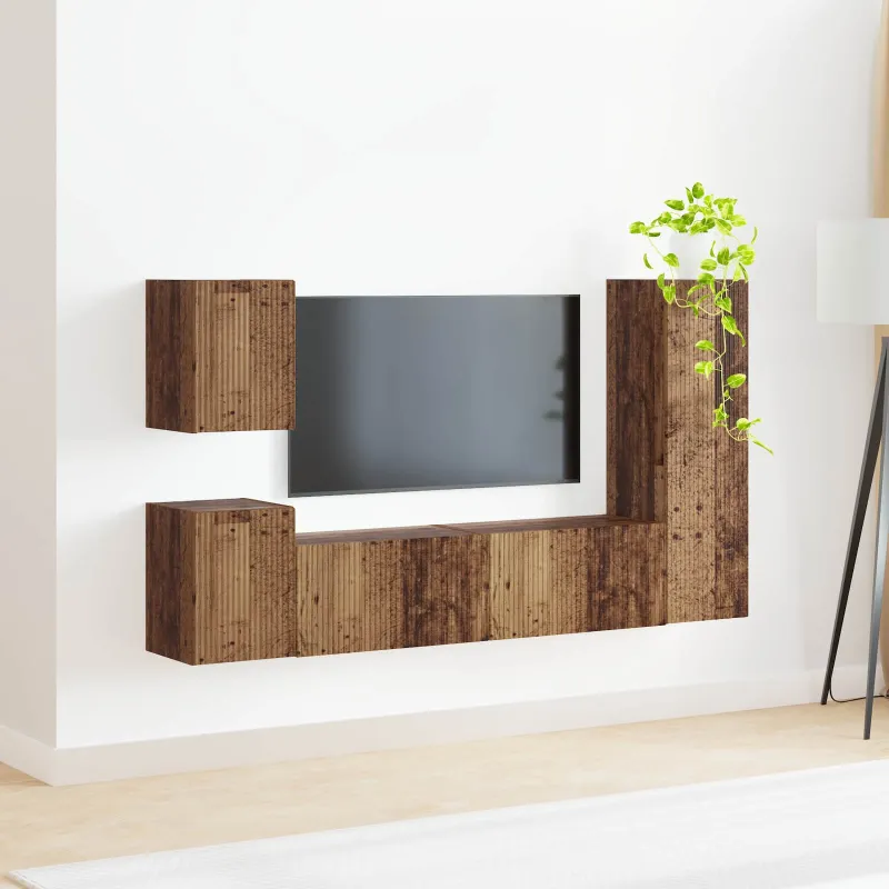 TV spintelių komplektas 4 pcs Senas medis Apdirbta mediena