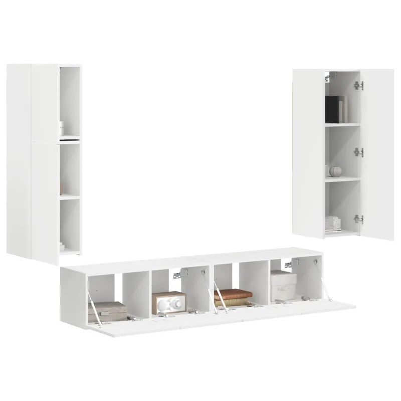 TV spintelių komplektas 4 pcs Balta Apdirbta mediena