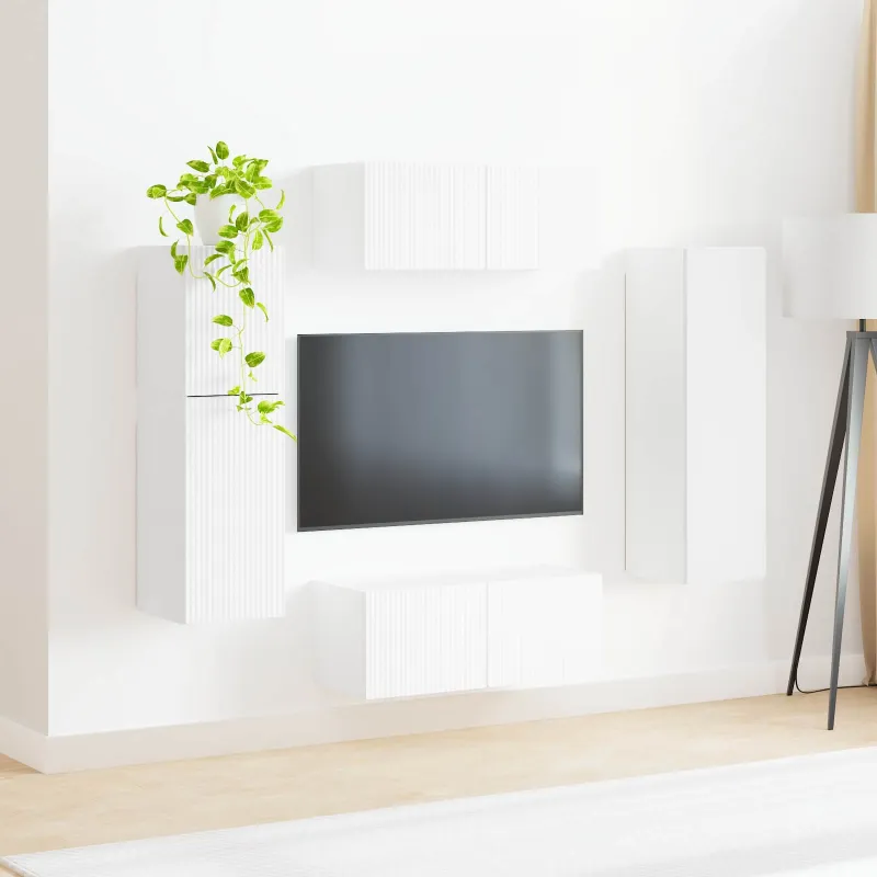 TV spintelių komplektas 4 pcs Balta Apdirbta mediena