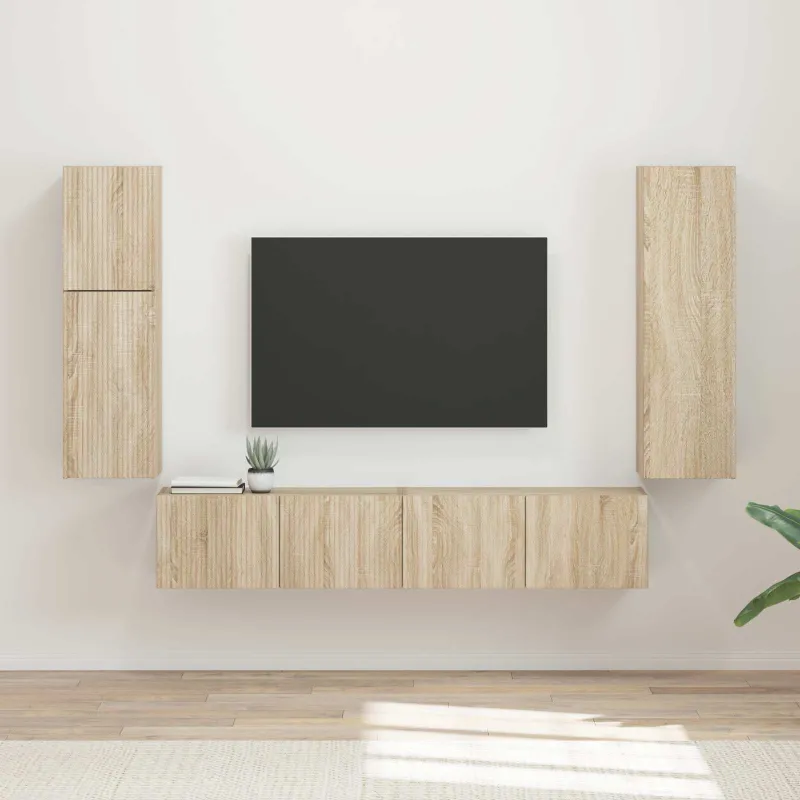 TV spintelių komplektas 4 pcs Sonoma ąžuolas Apdirbta mediena