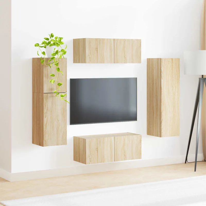 TV spintelių komplektas 4 pcs Sonoma ąžuolas Apdirbta mediena