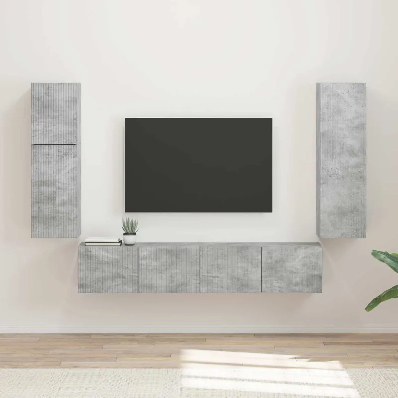 TV spintelių komplektas 4 pcs Betono pilka Apdirbta mediena