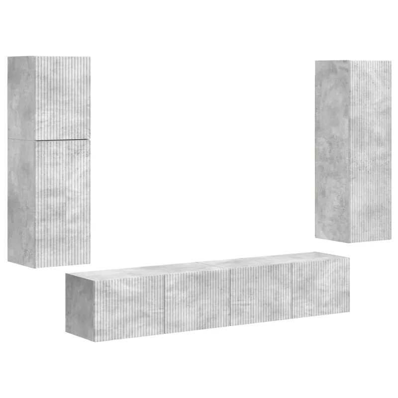 TV spintelių komplektas 4 pcs Betono pilka Apdirbta mediena