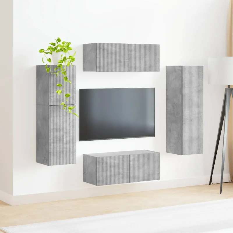 TV spintelių komplektas 4 pcs Betono pilka Apdirbta mediena