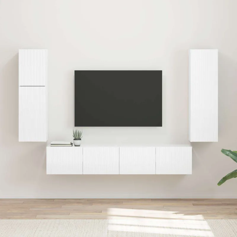 TV spintelių komplektas 4 pcs Aukštai blizganti balta